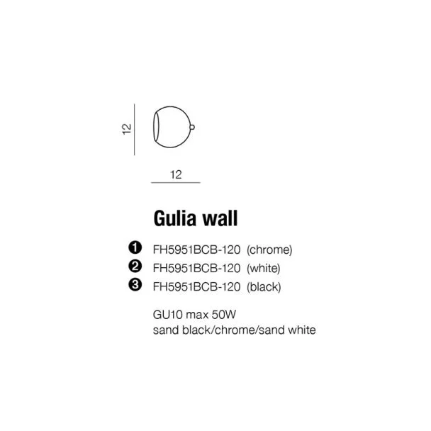 AZZARDO FH5951BCB-120-1-BK / AZ1235 Gulia wall Spot
