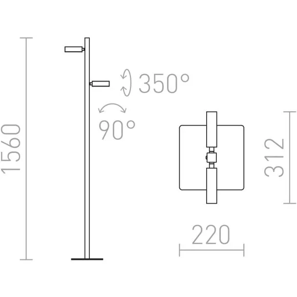 RENDL R12475 FADO podłogowa czarna 230V LED 2x3W 45° 3000K