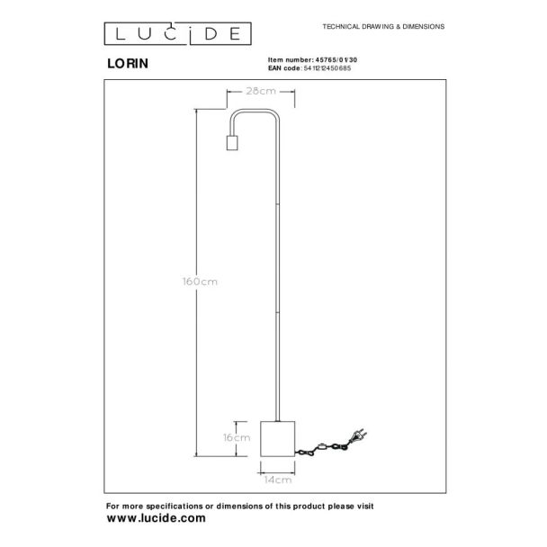 LUCIDE LORIN 45765/01/30 LAMPA STOJĄCA - PODŁOGOWA