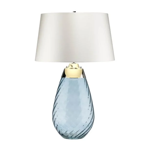 ELSTEAD Lena LENA-TL-L-BLUE-OWSS 2 Light Large Blue Table Lamp with Off-white Shade