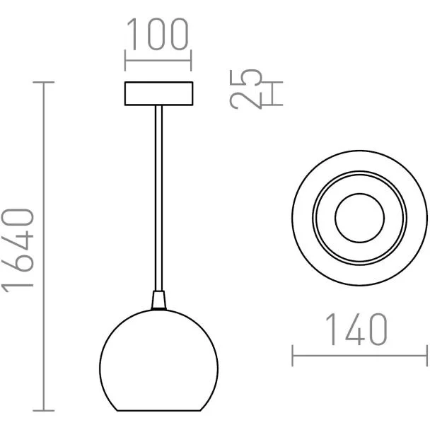 RENDL R11824 COPA wisząca czarna szkło 230V E27 28W