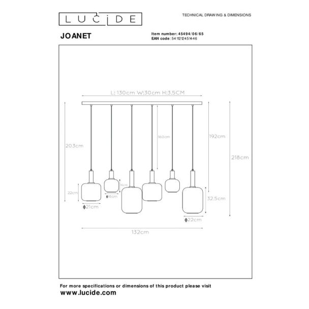 LUCIDE 45494/06/65 JOANET LAMPA WISZĄCA