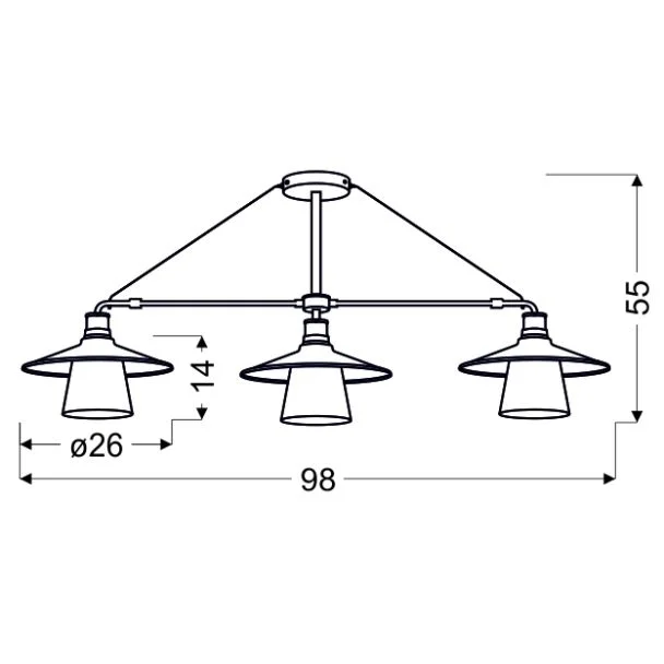 CANDELLUX 33-43115 LOFT ZWIS 3X60W E27 CZARNY