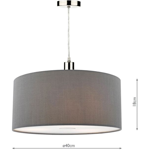 DAR RON6539 RONDA EASY FIT 40CM FAUX SILK GREY DRUM SH