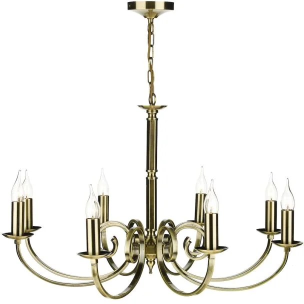 DAR MUR0875 MURRAY 8 LIGHT DUAL MOUNT PENDANT ANT BRASS