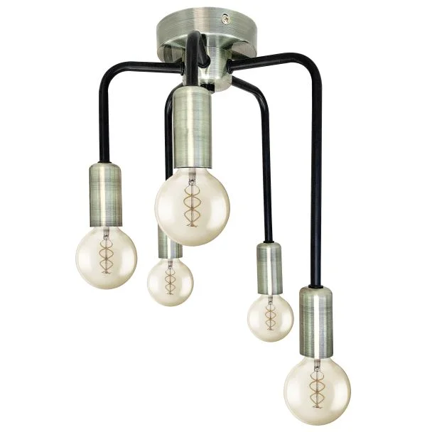 CANDELLUX 35-01337 SAGA LAMPA SUFITOWA PATYNA+MATOWY CZARNY 5X40W E14