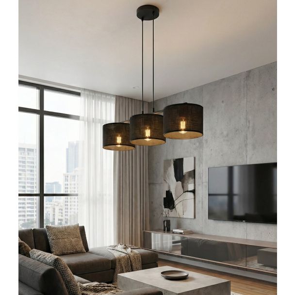 EMIBIG 1655/3 ECO 3 BL BLACK LAMPA WISZĄCA