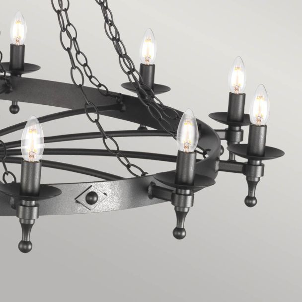 ELSTEAD WARWICK WR18 GRAPHITE 18Lt Chandelier