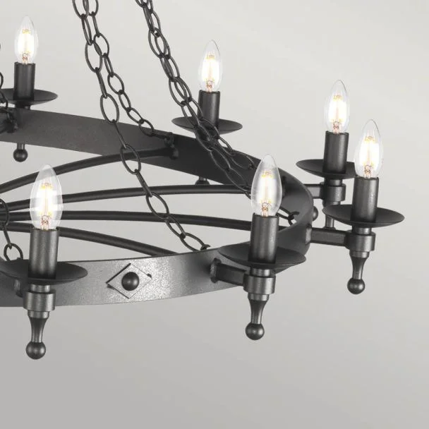 ELSTEAD WARWICK WR18 GRAPHITE 18Lt Chandelier