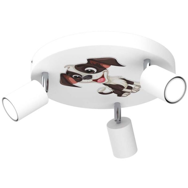 LUMINEX 9322 spot Fun Dog white plate dia 300, 3xGU10
