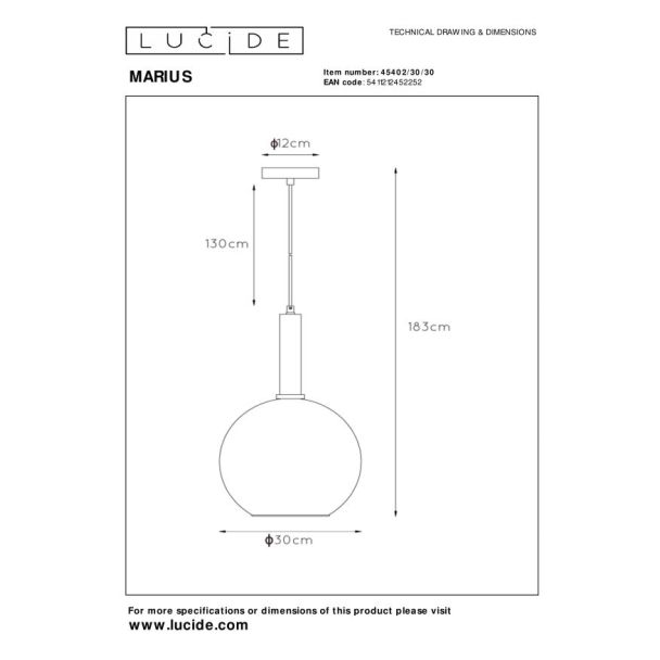 LUCIDE 45402/30/30 LAMPA WISZĄCA NOWOCZESNA MARIUS