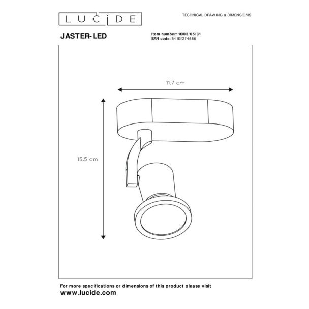 LUCIDE JASTER LED 11903/05/31 LAMPA ŚCIENNA - REFLEKTOR