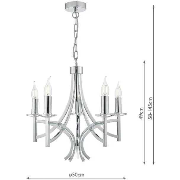 DAR LYO0550 LYON 5LT PENDANT POL CHR/CRYSTAL
