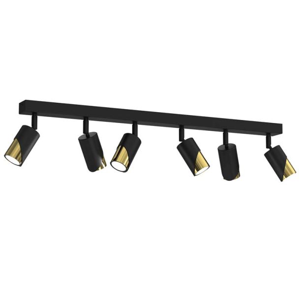 LUMINEX 9635 spot Shift line bar 900, black/gold 6xGU10