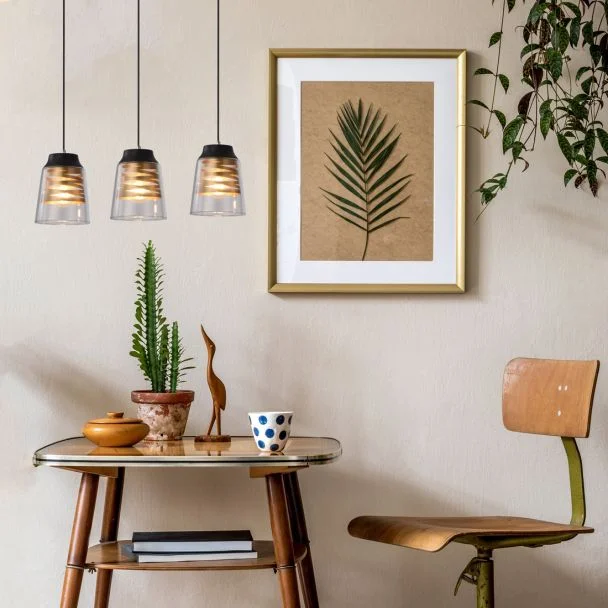 CANDELLUX 33-78094 FRESNO LAMPA WISZĄCA CZARNY 3X60W E27 KLOSZ BEZBARWNY