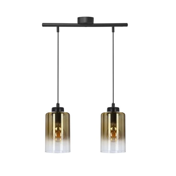 CANDELLUX 32-16263 ASPRA LAMPA WISZĄCA CZARNY 2X60W E27 KLOSZ BURSZTYNOWY