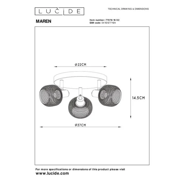 LUCIDE 77978/13/02 MAREN LAMPA SUFITOWA