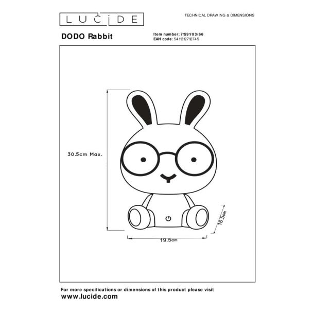 LUCIDE DODO Rabbit 71591/03/66 LAMPA STOJĄCA - STOŁOWA