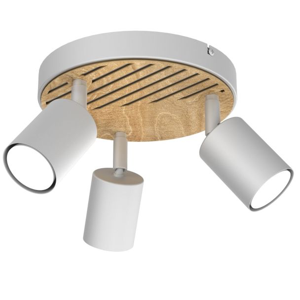 LUMINEX 9982 Spot Terra plate 200 white/wood/white swivel 3