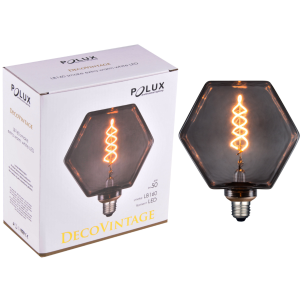 POLUX 317896 Żarówka dekoracyjna DecoVintage Led Filament LB160 Smoke E27 4W 50lm Extra WW