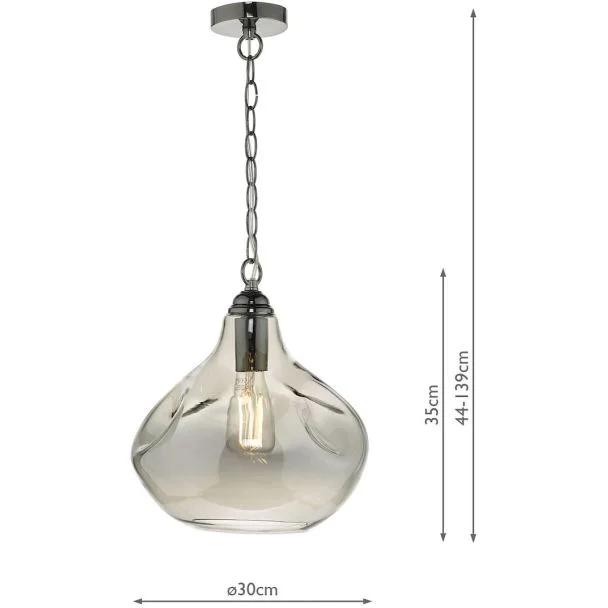 DAR ESA0110 ESAROSA 1LT PENDANT BLACK CHROME & SMOKED GLASS