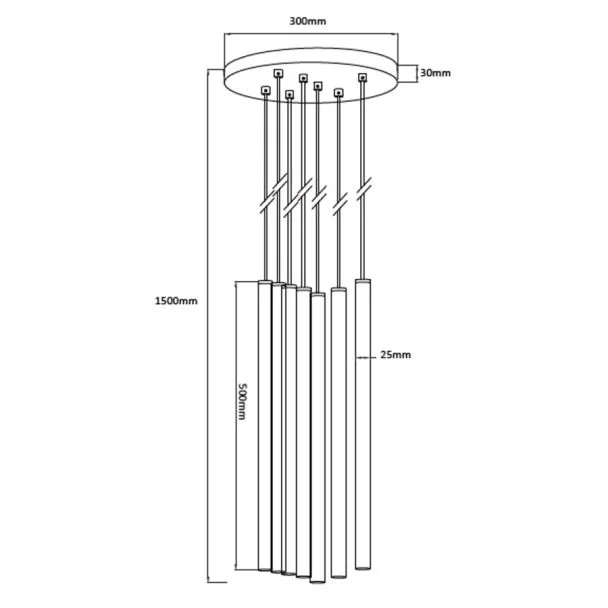LIGHT PRESTIGE LP-894/7P BK Lungo 7 czarna lampa wisząca
