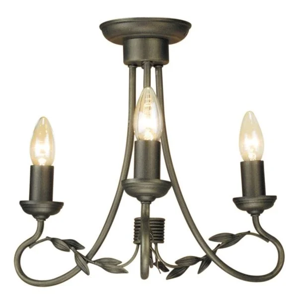 ELSTEAD OLIVIA OV3 BLK/GOLD 3Lt Chandelier/Semi-Flush