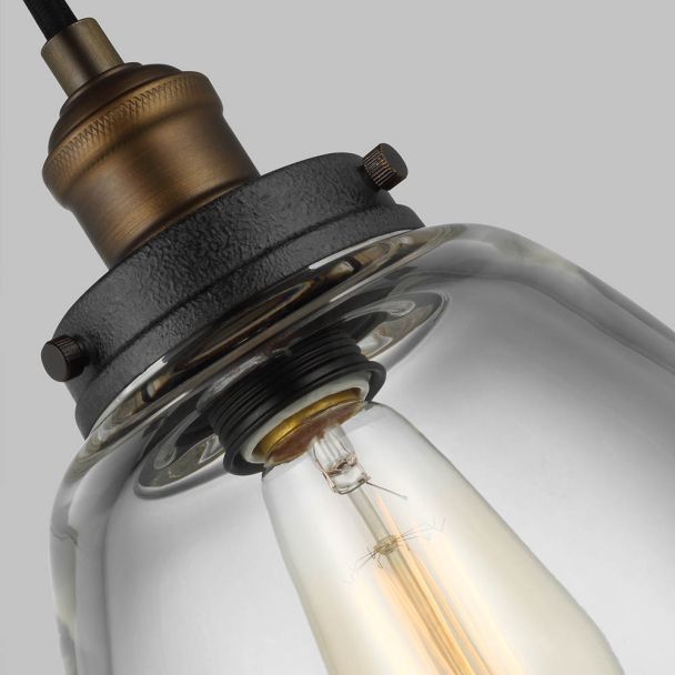 ELSTEAD Baskin FE-BASKIN-P-B-BR 1 Light Pendant - Aged Brass/Dark Weathered Zinc