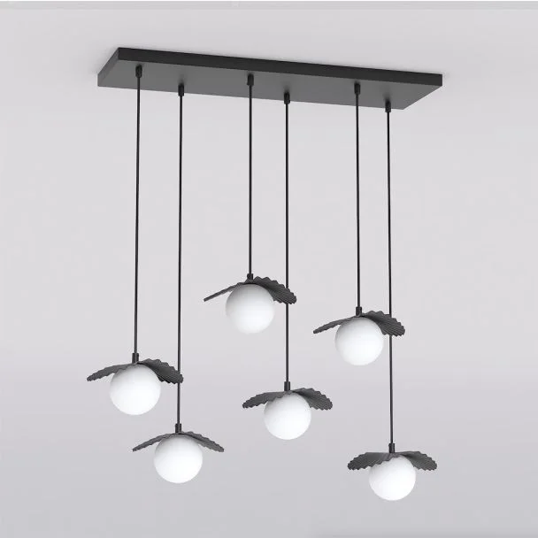 EMIBIG 1758/6 FLORA 6 BLACK OPAL Lampa wisząca