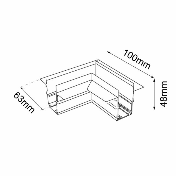 ANTIGO Łącznik L podtynkowy szynoprzewodu magnetycznego Komatsu 48V- Biały 6508