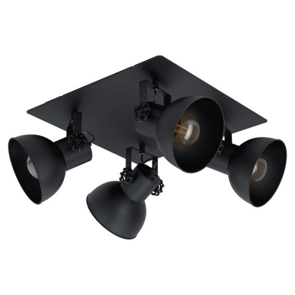 EGLO 43434 LAMPA BARNSTAPLE 2 SPOT QUADRAT/4 SCHWARZ/HOLZ SW BARNSTAPLE 1