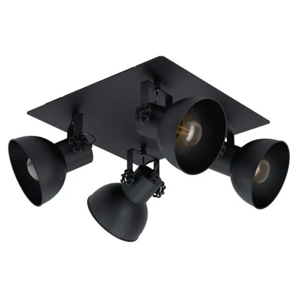 EGLO 43434 LAMPA BARNSTAPLE 2 SPOT QUADRAT/4 SCHWARZ/HOLZ SW BARNSTAPLE 1