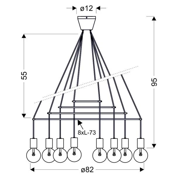 CANDELLUX 38-70944 ALTO LAMPA WISZĄCA 8X40W E27 BIAŁY MATOWY