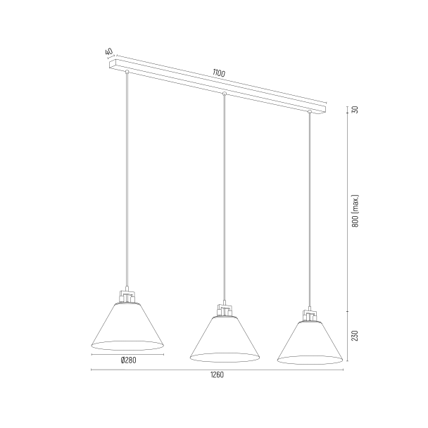 ARGON 6177 ORTE lampa wisząca 3 pł.