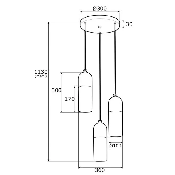 ARGON BURGOS 1467 lampa wisząca 3 pł. okrągła podsufitka