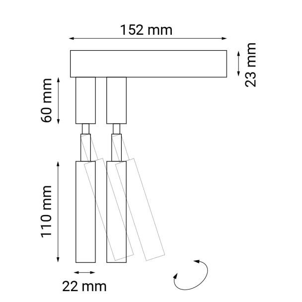 ANTIGO Kinkiet alha E 2 - Czarny 9014