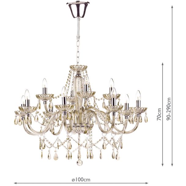 DAR RAP1206 RAPHAEL 12LT CHANDELIER CHAMPAGNE CRYSTAL
