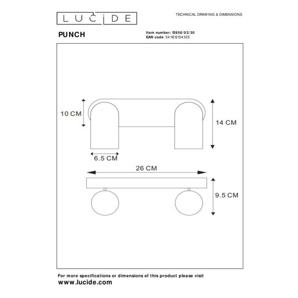 LUCIDE 13958/02/30 LAMPA SUFITOWA REFLEKTOR PUNCH