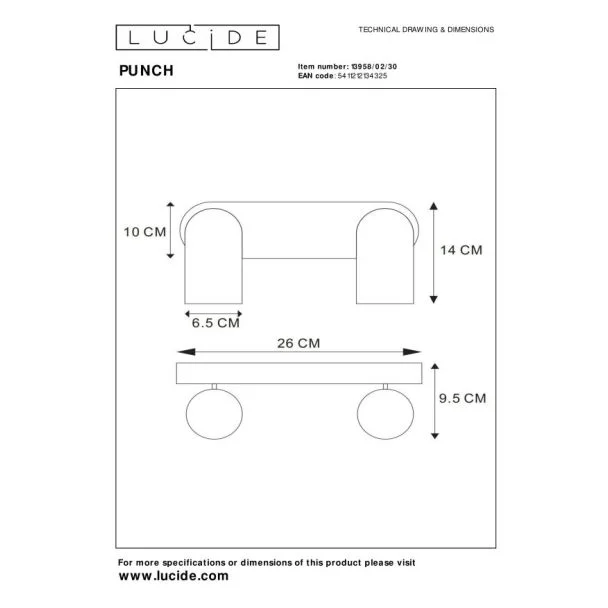 LUCIDE 13958/02/30 LAMPA SUFITOWA REFLEKTOR PUNCH