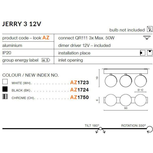 AZZARDO AZ1750 Jerry 3 12V (chrome)