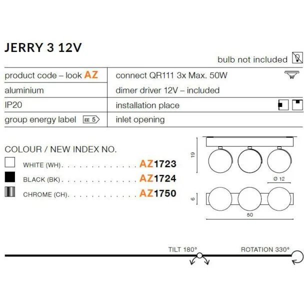 AZZARDO AZ1750 Jerry 3 12V (chrome)