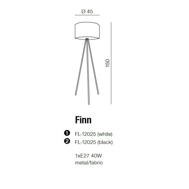 AZZARDO FL-12025-WH / AZ1037 Finn (white) Lampa podłogowa