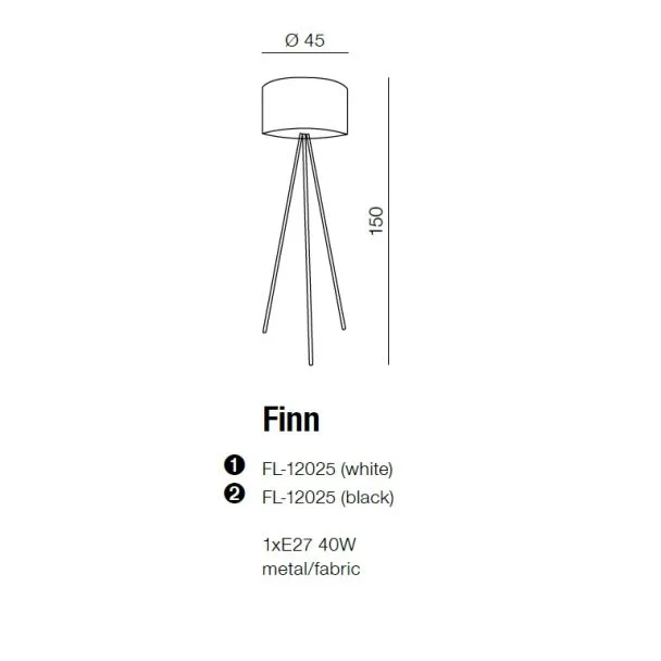 AZZARDO FL-12025-WH / AZ1037 Finn (white) Lampa podłogowa