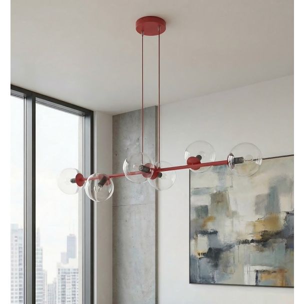EMIBIG 1645/6 MAGNUS 6 BURGUNDY TRANSPARENT LAMPA WISZĄCA