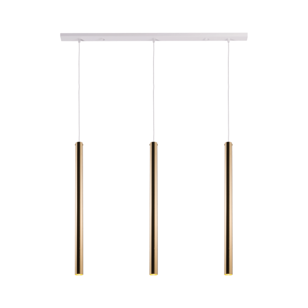 ANTIGO Lampa wisząca Akadi 3 - Mosiądz polerowany-biała (700 mm) 8886