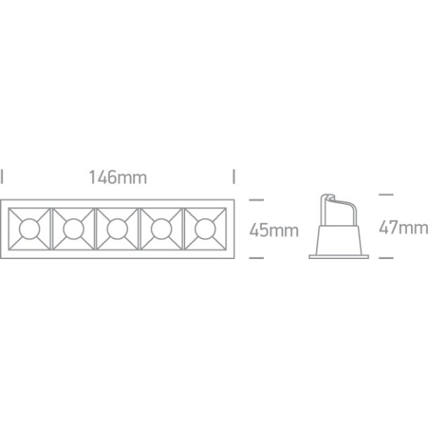 ONE LIGHT 50502B/B/W Merihas 5 czarny wpust LED 3000K 5x2W wymagany zasilacz 89015A