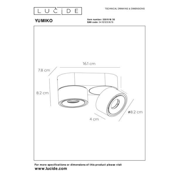 LUCIDE YUMIKO 35911/16/30 LAMPA SUFITOWA - REFLEKTOR