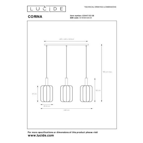 LUCIDE CORINA 03447/03/38 LAMPA WISZĄCA beżowy