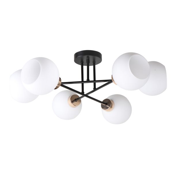 CANDELLUX 36-21083 AMANDA LAMPA SUFITOWA CZARNY+ZŁOTY 6X40 E27 KLOSZ BIAŁY