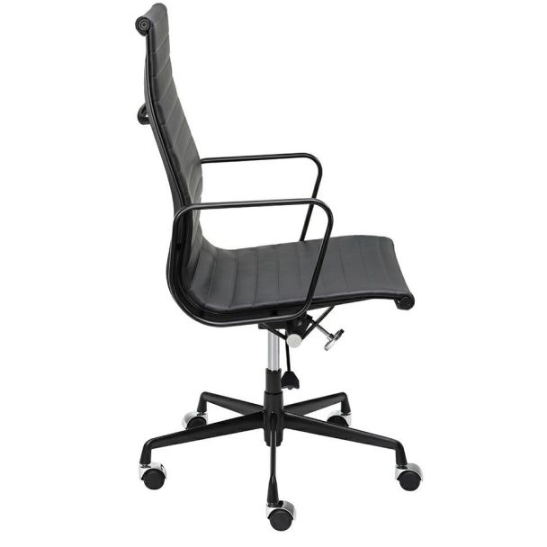 King Home A022.BLACKL Fotel biurowy AERON PRESTIGE PLUS czarny - skóra naturalna, aluminium